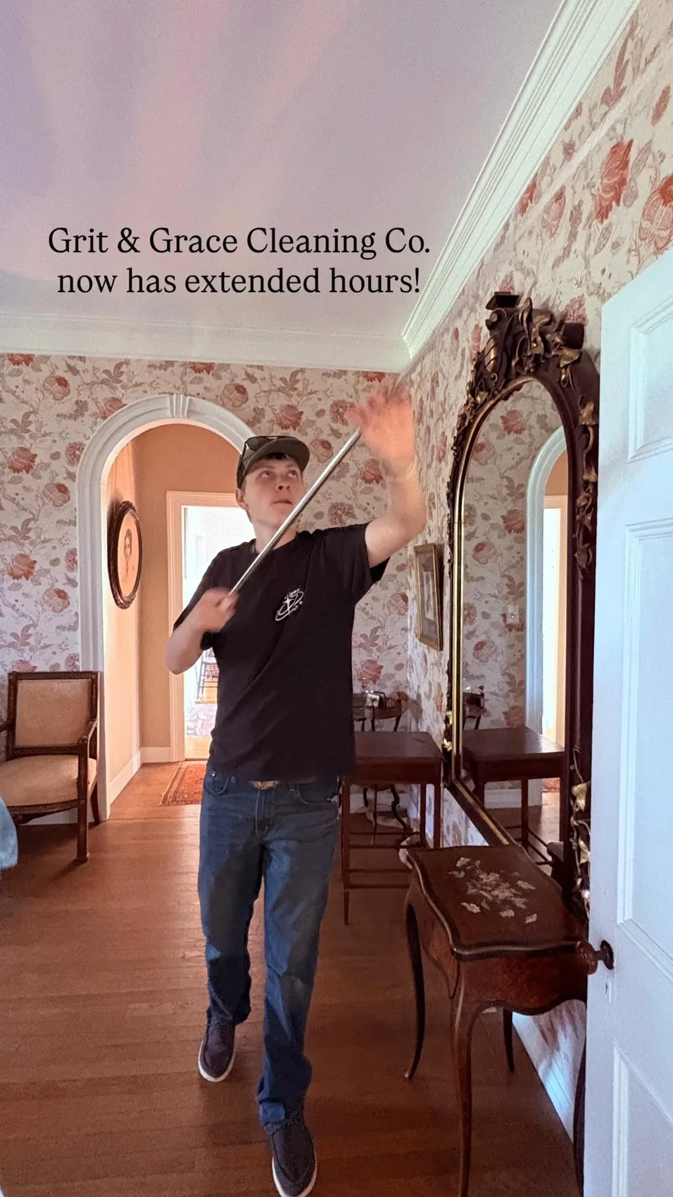 Grit and Grace professional dusting an elegant residential interior